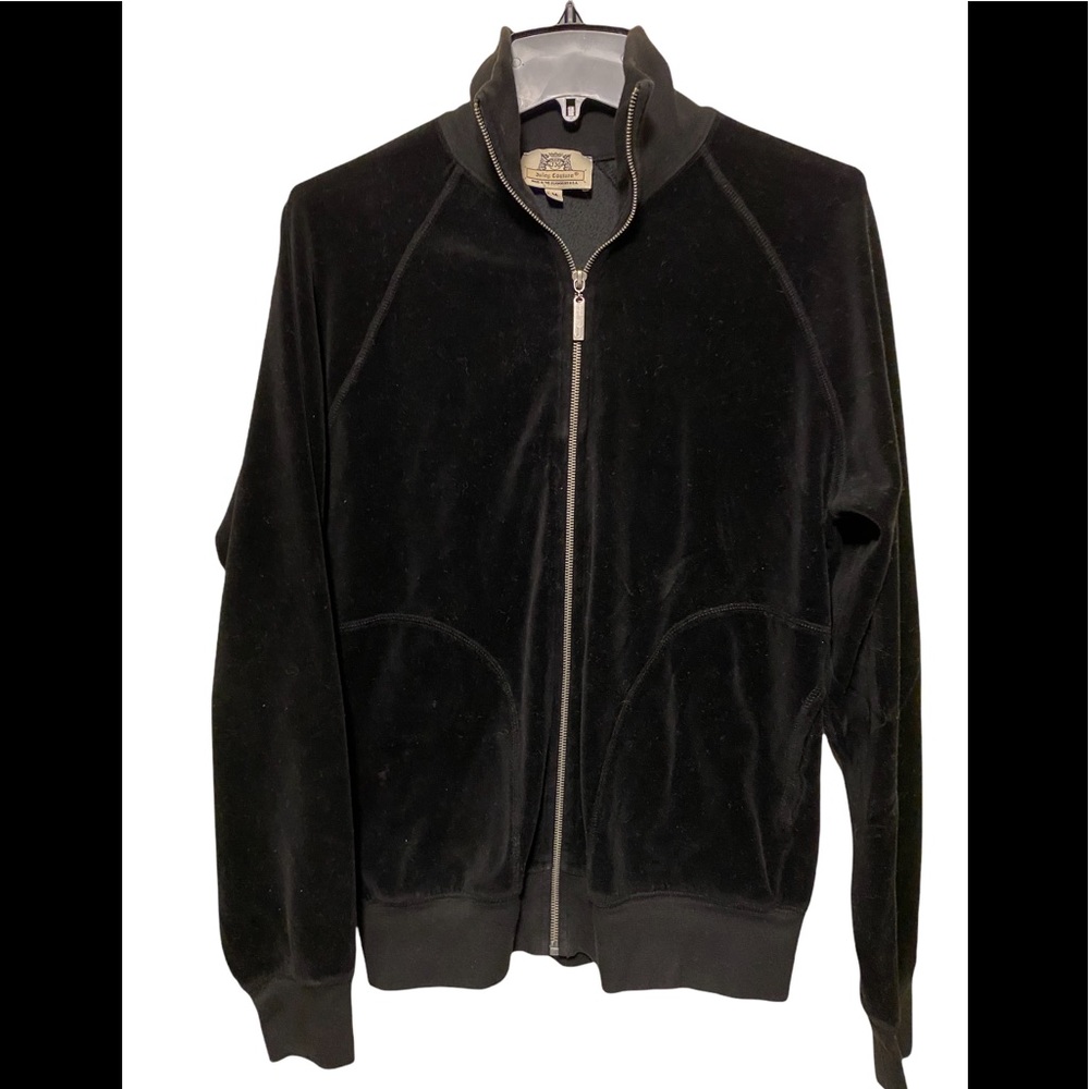 JUICY COUTURE Vintage Black Velour Zip Sweat Jacket Size M